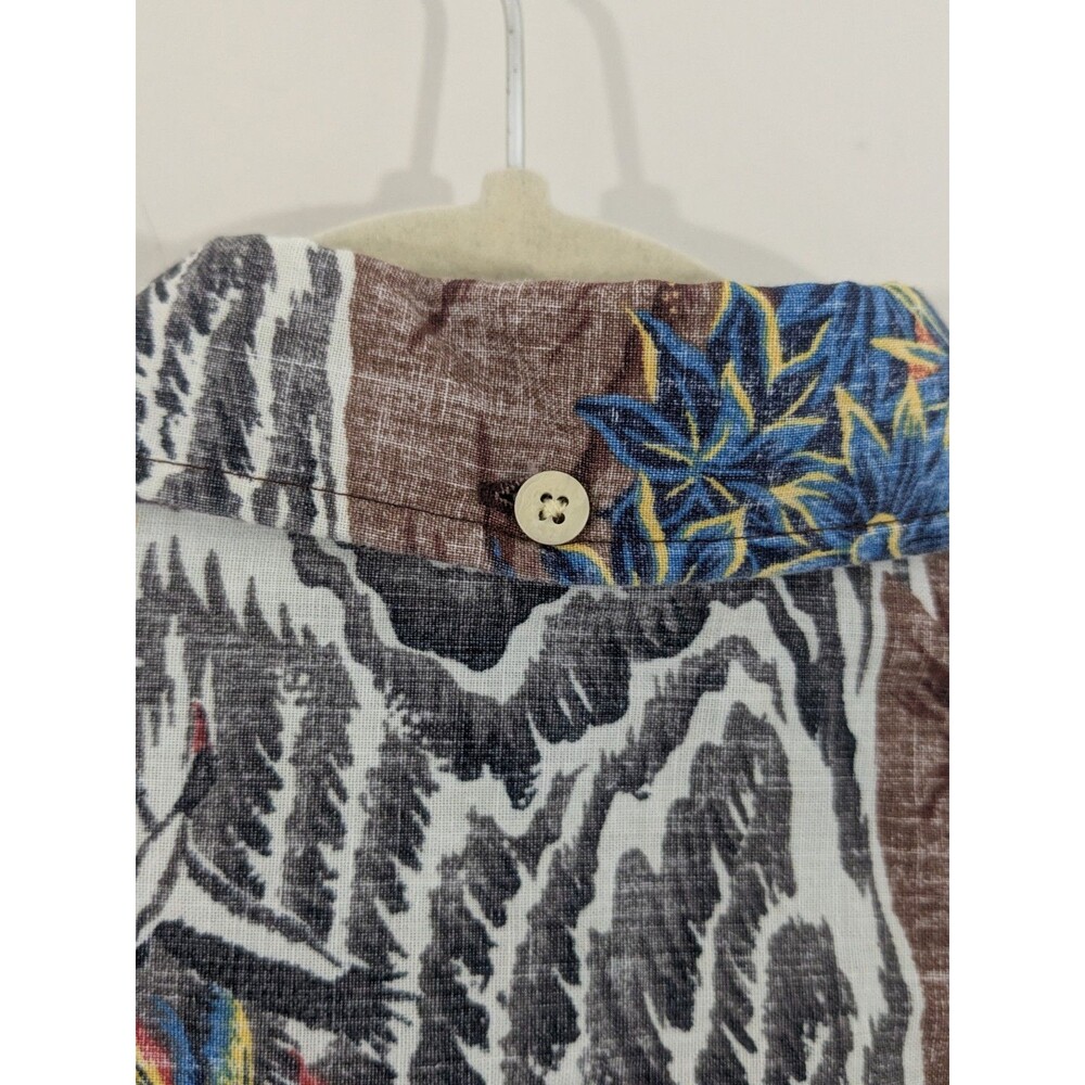 Vtg Reyn Spooner Tailored Fit Button Shirt Hawaiian Surf Mountain Floral Sz L - Picture 10 of 11